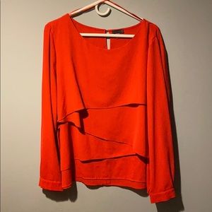 Vince Camuto Red Ruffle Blouse